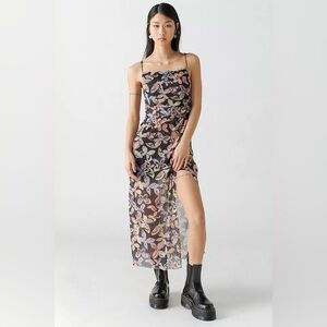 Urban Outfitters Butterfly Print Overlay Slip Dress Size XS
